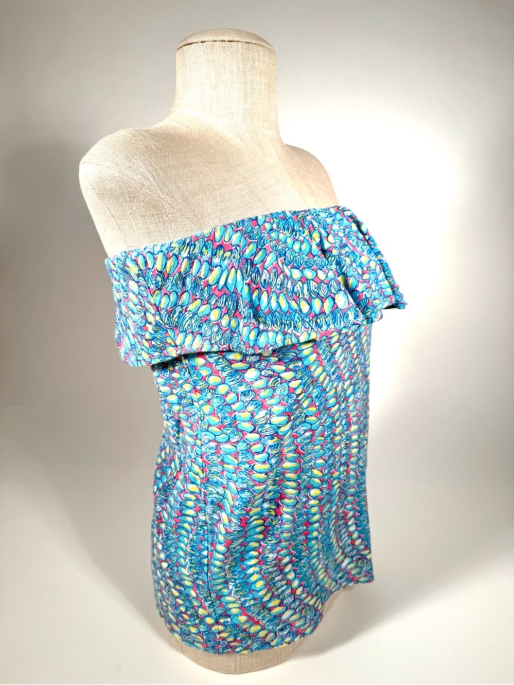 Lilly Pulitzer Wiley Strapless Ruffle Tube Top Clam Jam Print Seashell Nautical - Picture 4 of 16